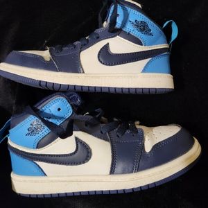 Nike Shoes Kids Nike Air Jordan 1 One Mid, blue, white, navy blue